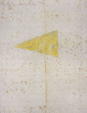 The Last Yello Triangle - 30x22inch Gouache, acrylverf en chloorbleekmiddel op linnen The Last Yello Triangle - 30x22inch Gouache, acrylverf en chloorbleekmiddel op linnen