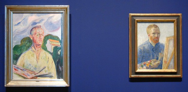 Edvard Munch - Zelfportret met palet - Olieverf op doek, 1926 & Vincent van Gogh - Zelfportret als schilder - Olieverf op doek, 1887-1888