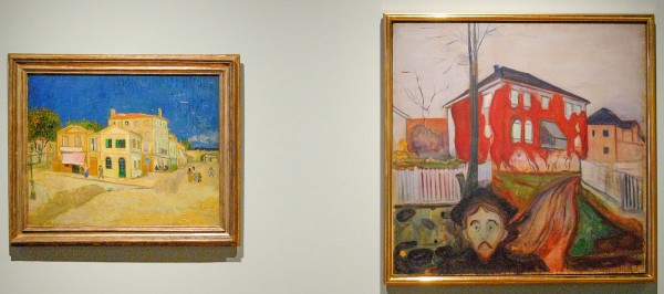 Vincent van Gogh - Het Gele Huis (De Straat) - Olieverf op doek, 1888 & Edvard Munch - Rode wingerd - Olieverf op doek, 1898-1900