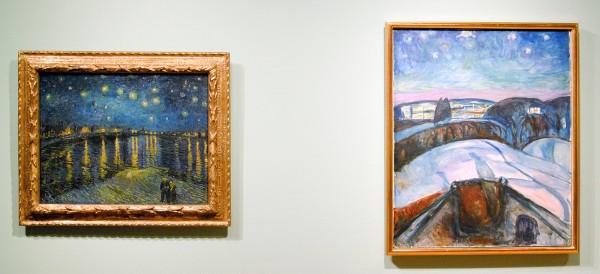 Vincent van Gogh - Sterrennacht boven de Rhone - Olieverf op doek, 1888 & Edvard Munch - Sterrennacht - Olieverf op doek, 1922-1924
