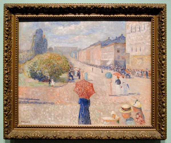 Edvard Munch - Lentedag in de Karl Johanstraat - Olieverf op doek, 1890