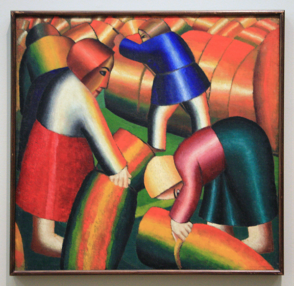 Kazimir Malevich - Oogstende vrouwen, het binnenhalen van de rogge II - Olieverf op doek 1912