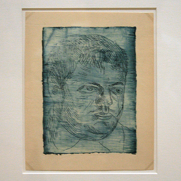 David Burliuk - Antosha Bezval, Man van Burkiuks zus Nadszhda - Ets 1913