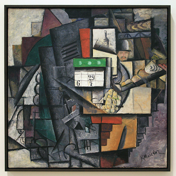 Kazimir Malevich - Vour bij de tramhalte - Olieverf op canvas 1913