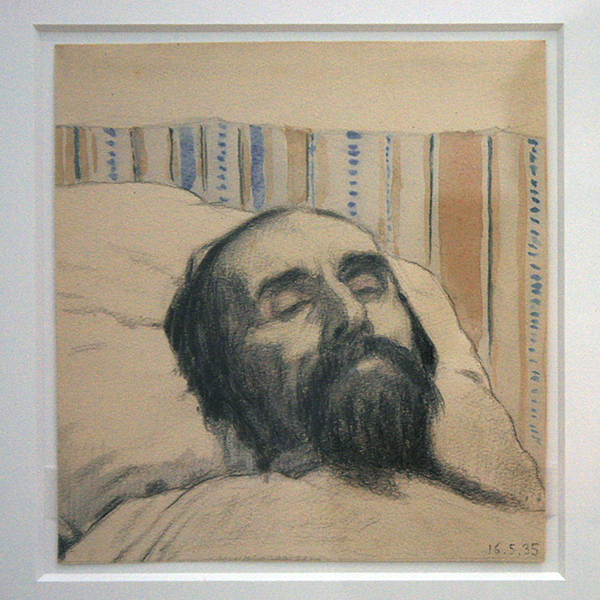 Ivan Klyun - Malevich een dag na zijn dood - Zwart kleurpotlood en gouache op papier 1935