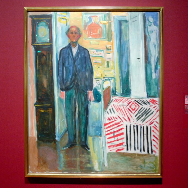 Edvard Munch - Zelfportret, tussen de klok en het bed - Olieverf op doek, 1940-1943