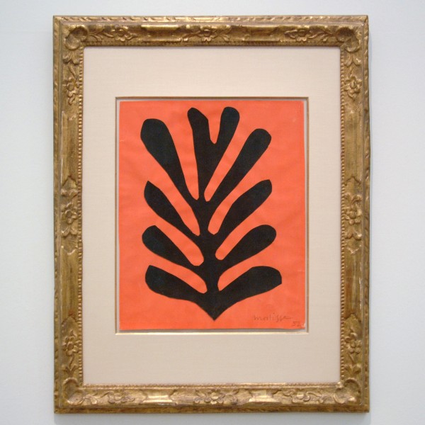 Henri Matisse - Zwart blade op rode achtregrond - Gouache op papier, opgeplakt op papier, 1952