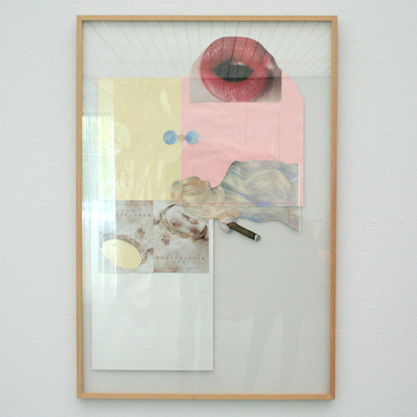 1997 - Lidy Jacobs - Pink Abstract - Fotocollage achter glas in lijst