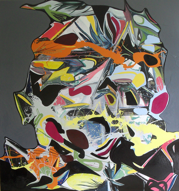 TLR - 150x160cm olie- en lakverf op canvas TLR - 150x160cm olie- en lakverf op canvas