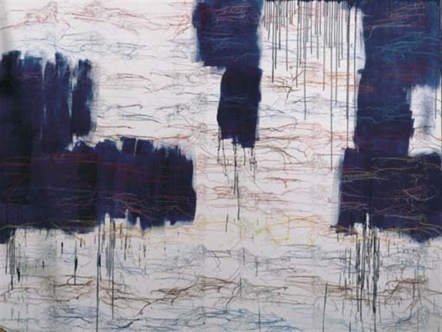 The Big Blue Expression Painting (BBEP) - 300x400cm Acrylverf, borduursel en gelmedium The Big Blue Expression Painting (BBEP) - 300x400cm Acrylverf, borduursel en gelmedium