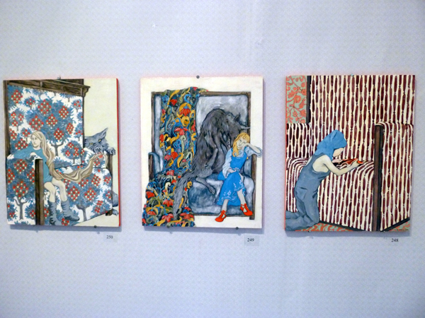 Kristiina Sario - Vatuu kuviot - 37x30cm Tempera op hout Kristiina Sario - Vatuu kuviot - 37x30cm Tempera op hout