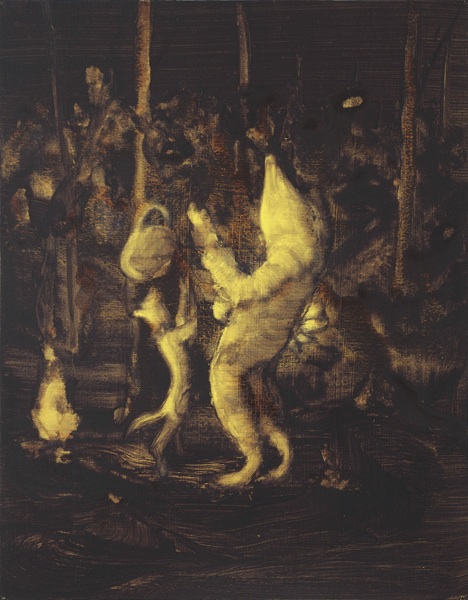 Worp van de nachttas - 45x36cm Acrylverf op dibond Worp van de nachttas - 45x36cm Acrylverf op dibond