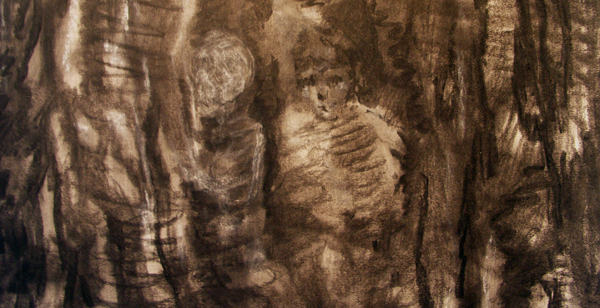 Sven Verhaeghe - Dancing Bear (Afterparty) 240x150cm Houtskool op papier (detail) Sven Verhaeghe - Dancing Bear (Afterparty) 240x150cm Houtskool op papier (detail)