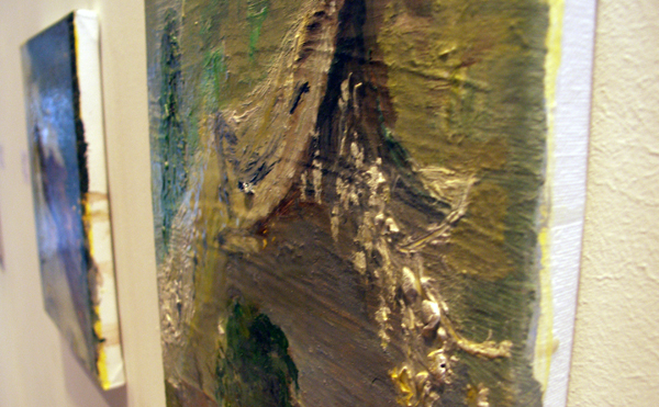 Sven Verhaeghe - La Marche - 24x30cm (tweemaal) Olieverf en lak op doek (detail) Sven Verhaeghe - La Marche - 24x30cm (tweemaal) Olieverf en lak op doek (detail)