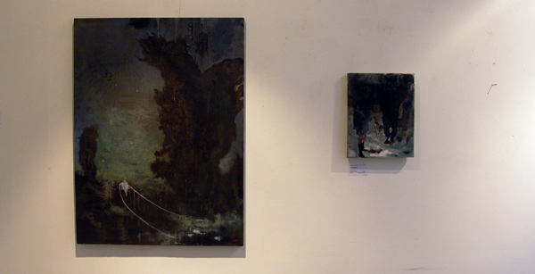 Sven Verhaeghe - The Man and His Noose - 70x120cm & Jagermeister - 24x30cm Olieverf en lak op doek Sven Verhaeghe - The Man and His Noose - 70x120cm & Jagermeister - 24x30cm Olieverf en lak op doek