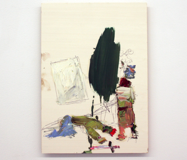 Norbert Prangenberg - Ritter und eind Abstraktes Bild (Knight with Abstract Painting) - 50x35cm Olieverf op paneel Norbert Prangenberg - Ritter und eind Abstraktes Bild (Knight with Abstract Painting) - 50x35cm Olieverf op paneel