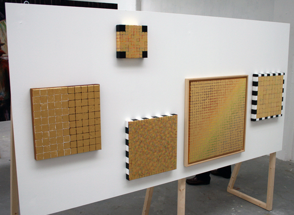 Ria van Eyck - Rminiscentie aan Siena Deel C, A, B, E, D - Spieramen en canvas Ria van Eyck - Rminiscentie aan Siena Deel C, A, B, E, D - Spieramen en canvas