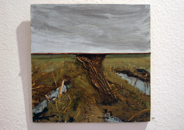 Dick van Arkel - Maisveldje - 45x45cm Olieverf met tak op foto op paneel Dick van Arkel - Maisveldje - 45x45cm Olieverf met tak op foto op paneel