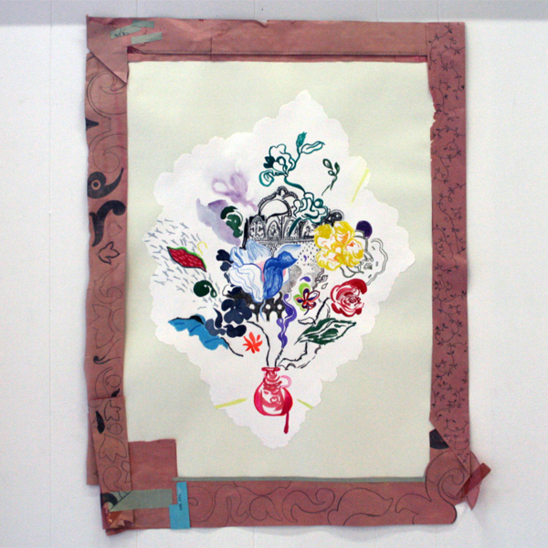 Niels Broszat - Een vaas met bloemen #13 - Mixed Media op papier 90x69cm Niels Broszat - Een vaas met bloemen #13 - Mixed Media op papier 90x69cm