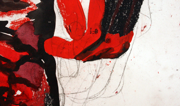 Charlotte Schleiffert - Mr Johnson - 350x151 Mixed media op papier (detail) Charlotte Schleiffert - Mr Johnson - 350x151 Mixed media op papier (detail)