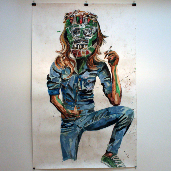 Charlotte Schleiffert - Vrouw met groen masker - 234x148 Mixed media op papier Charlotte Schleiffert - Vrouw met groen masker - 234x148 Mixed media op papier