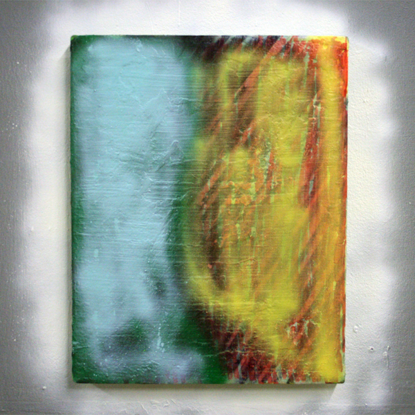 Oliver Rafferty - YellowBlue - Spuitbus, olieverf en marker op paneel Oliver Rafferty - YellowBlue - Spuitbus, olieverf en marker op paneel