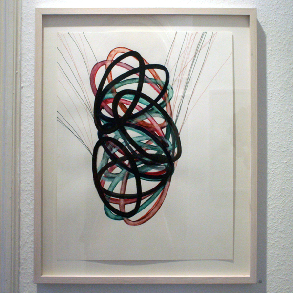 Huub van der Loo - Zonder Titel (Bouncing)- 51x65cm Aquarel en naaigaren op papier Huub van der Loo - Zonder Titel (Bouncing)- 51x65cm Aquarel en naaigaren op papier
