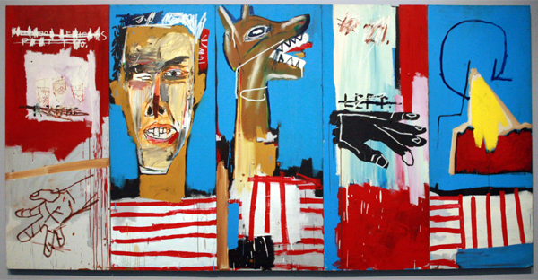 Jean-Michel Basquiat - Dog Bite Ax to grind - Acrylverf op doek Jean-Michel Basquiat - Dog Bite Ax to grind - Acrylverf op doek