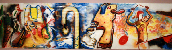 Rene Daniels, Hewald Jongenelis, Rob Scholte & Roland Sips - Hollandse Gravity - Aribrush en viltstift op papier Rene Daniels, Hewald Jongenelis, Rob Scholte & Roland Sips - Hollandse Gravity - Aribrush en viltstift op papier