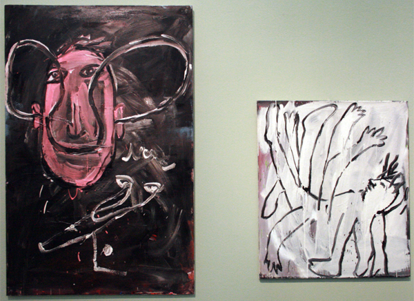 Walter Dahn - Das Lachen kommt aus den Ohren zuruck & Mehrbeiniger Mann - Olieverf op doek Walter Dahn - Das Lachen kommt aus den Ohren zuruck & Mehrbeiniger Mann - Olieverf op doek