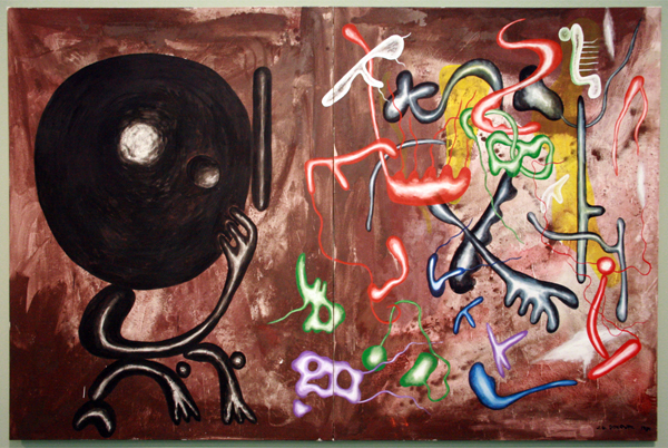 Walter Dahn & Jiri Georg Dokoupil - Ohne Titel - Acrylverf op doek Walter Dahn & Jiri Georg Dokoupil - Ohne Titel - Acrylverf op doek