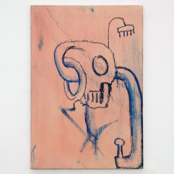 Tom Poelmans - Showering With Death - 40x58cm Lakverf en olieverf op metaal