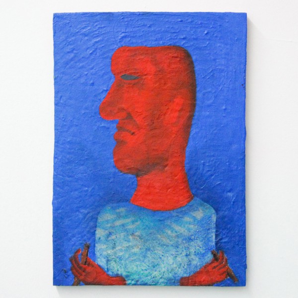 Tom Poelmans - Zelfportret met gebroken penseel - 30x40cm Olieverf op paneel