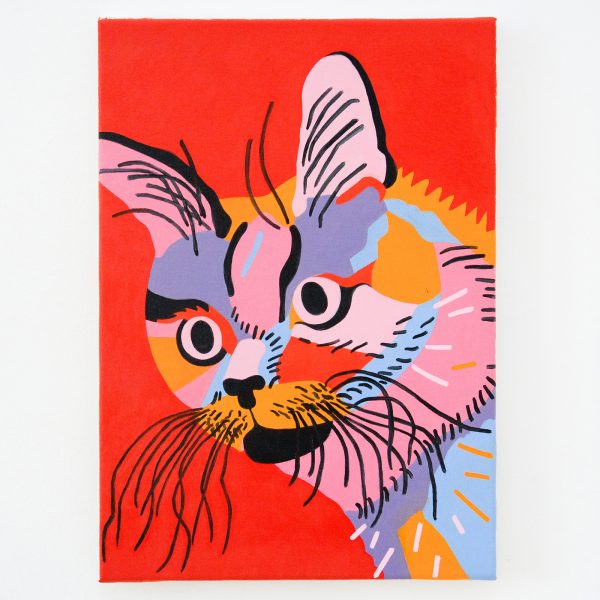 Leen Voet - Peinture inacheve de madame T, H Schmidt Akt Katze - 48x34cm Olieverf op canvas