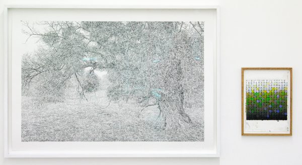 Stijn Cole - Zonder Titel - 75x105cm & 30x21cm Potlood op papier en olieverf op inkjet print