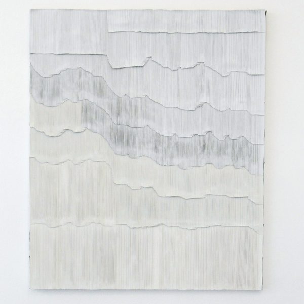 Jurgen Ots - Periaqueductal Gray - 104x131x3cm Mixed Media, oude projectorschermen, schaar en lijm