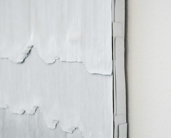 Jurgen Ots - Periaqueductal Gray - 104x131x3cm Mixed Media, oude projectorschermen, schaar en lijm (detail)