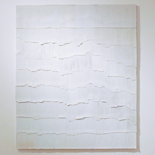 Jurgen Ots - Periaqueductal Gray - 104x132x3cm Mixed Media, oude projectorschermen, schaar en lijm