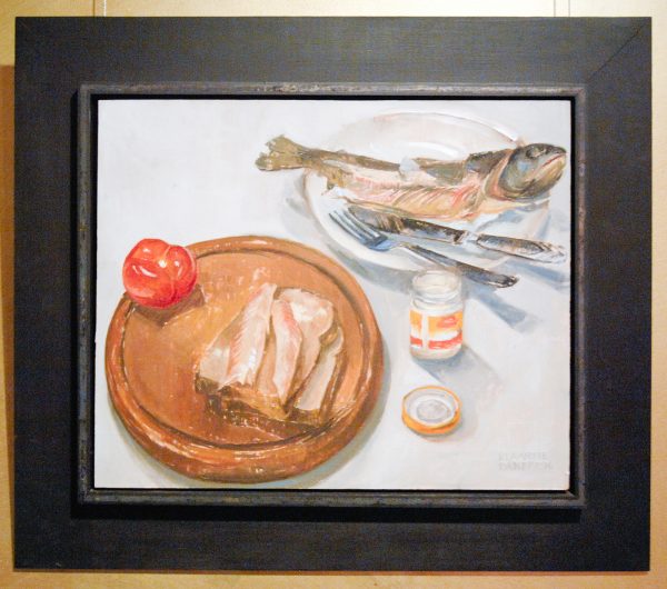 Klaartje Pander - Boterham met gerookte forel en mierikswortelsaus - Olieverf op paneel, 1996