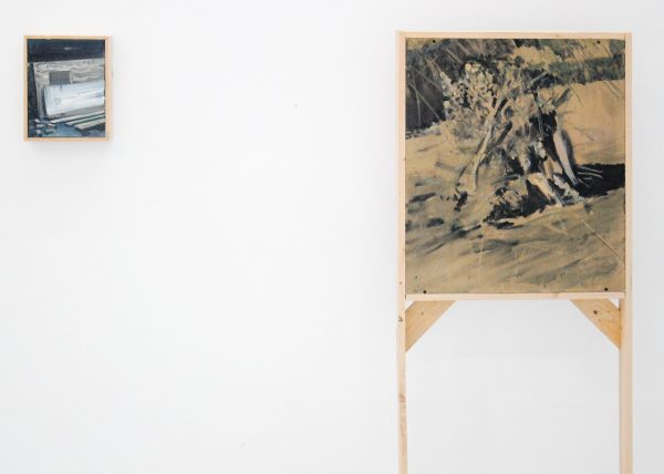 Tobias Langkeek - Wood1 - 26x20cm & Woodpile - 150x60cm Olieverf op hout