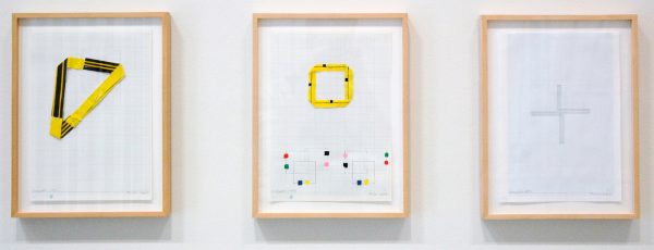 Caroline van Damme - Drawing Graphe, Folio 0,10, 0,16 & 0,2 - Potlood, balpen, viltstift, plakband en papier op milimeterpapier