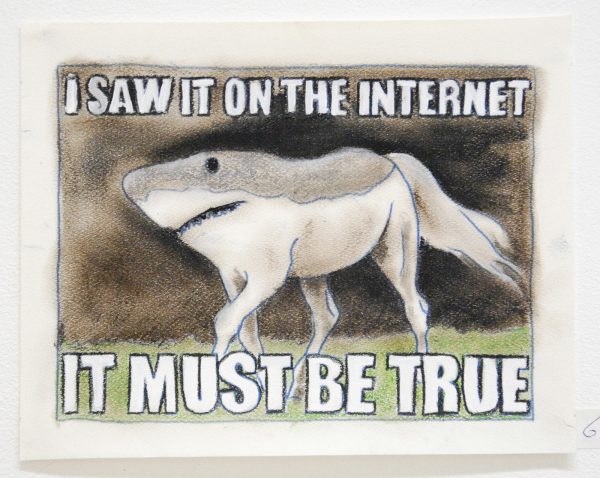 Dewi Hoppe - Save the Internat, safe the world no 1 - Pastelkrijt en acrylverf op papier