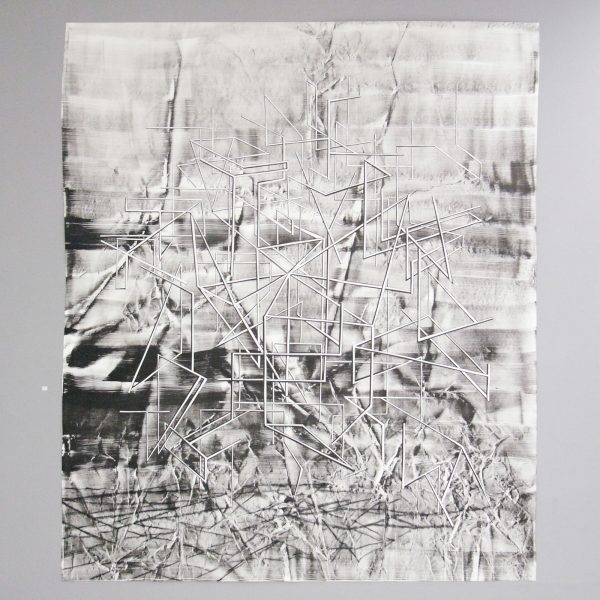 Lenneke van der goot - Line sculpture #8 - 240x206cm Inkt, pastel en collage op papier