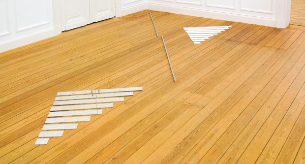 Guy Mees - 2X (80x900mm, 80x800mm, 80x700mm, 80x600mm, 80x500mm, 80x400mm, 80x300mm, 80x200mm, 80x100mm) - Chroom en textiel, 1968-1970 & 2X (100x1250x10mm) - Chroom, 1968-1970