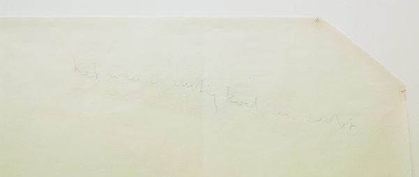 Guy Mees - Untitled (KP-014) "het weer is rustig, koel en zacht" - 126x324cm Pastel op papier, 1976-1979 (detail) (bewerkte foto, contrast omhoog gehaald)