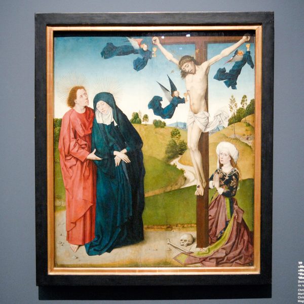 Master of the Life of Mary or Master of Lyversberg Passion - Christ on the Cross with Mary, John and Mary Magdalene - 86x73cm Eikenhout, rondom 1465-1470