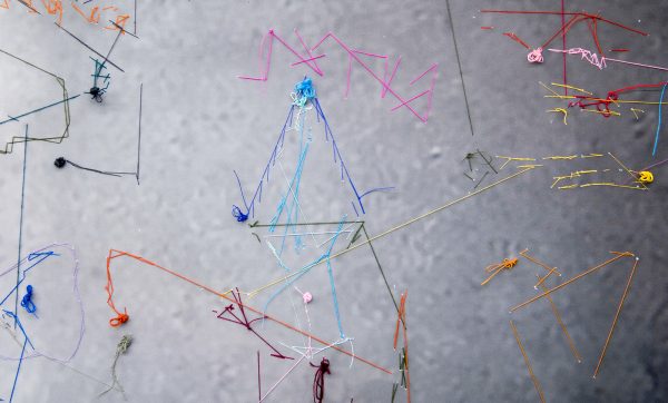 Berend Strik - Decipher the Artist's Mind (Studio BJA) - 90x169cm C-print met borduursel (detail)