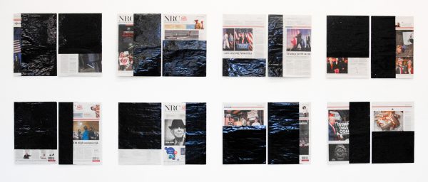 Klaas Kloosterboer - 16168(1) Percentage covered, horizontal and vertical - Elk 30x42cm Lakverf op krantenpapier, twee delen, editie van 11