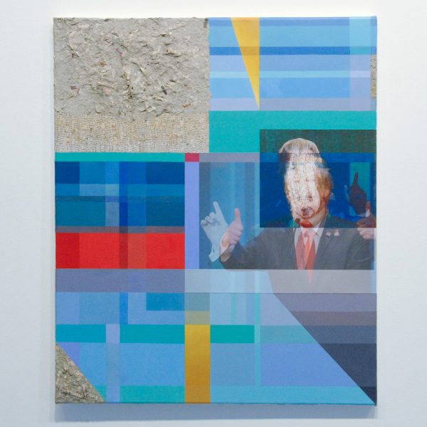 Anna Ostoya - Screens and Screams - Olieverf, acrylverf, papier-mache, krantenpapier en prints op canvas