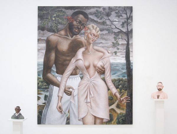 Frans Fransiscus - Buste (After van der Schardt) & (After Girodet) - Terracota en olieverf & Adam & Eve - 250x200cm Olieverf op linnen